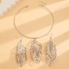 Long Silver Hollow Leaf Earrings Women's Metal Personalized Fashion Earrings Exaggerated High-end Earrings