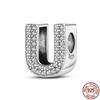 100% Real 925 Sterling Silver Letter Alphabet A-Z Charm Name Bead Fit  Bracelet Pendant Jewelry