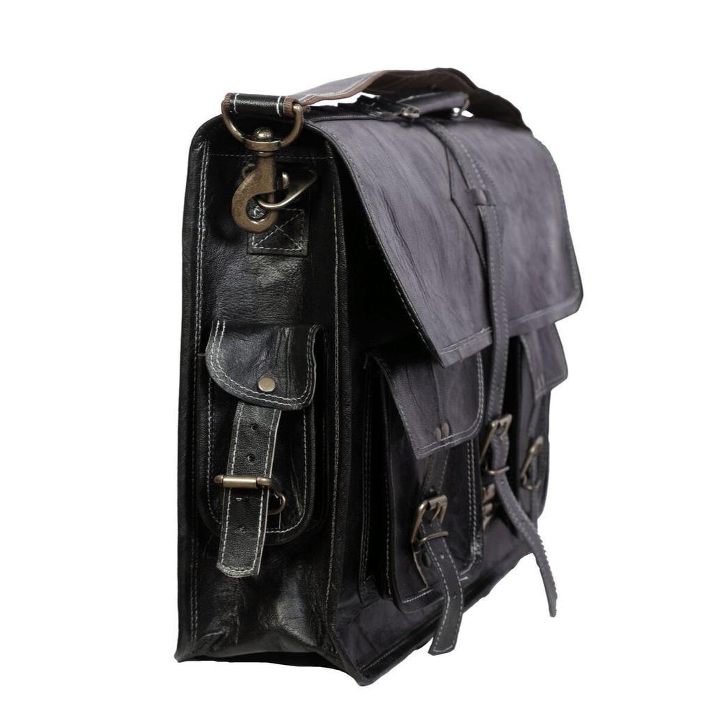 Geantă Messenger din piele neagră, Geantă de umăr din piele, Geantă neagră pentru laptop din piele naturală, Geantă crossbody din piele pentru bărbați și femei