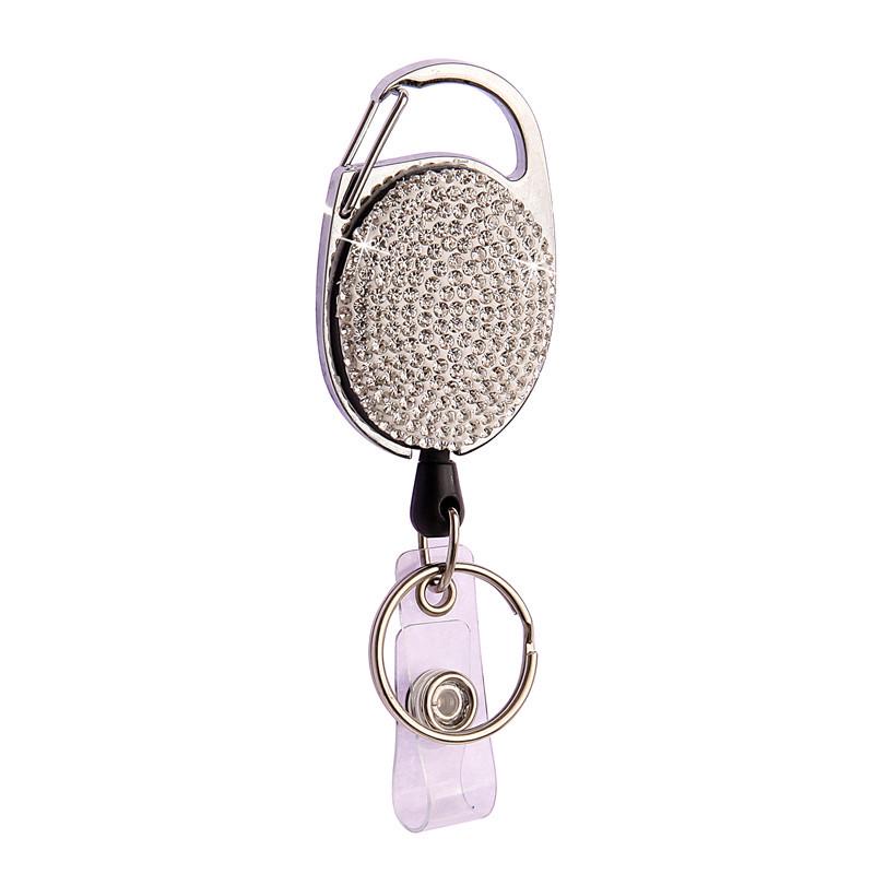 Ceramic Clay Pull-Release Retractable Metal Keychain Egg-Shaped Card Holder