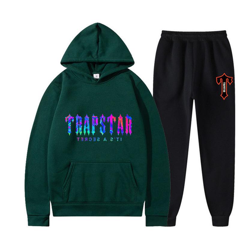 2023 New Letter Printing Men's and Women's Multi-color Warm Two-piece Set Loose Hoodie + Pants Jogging Set