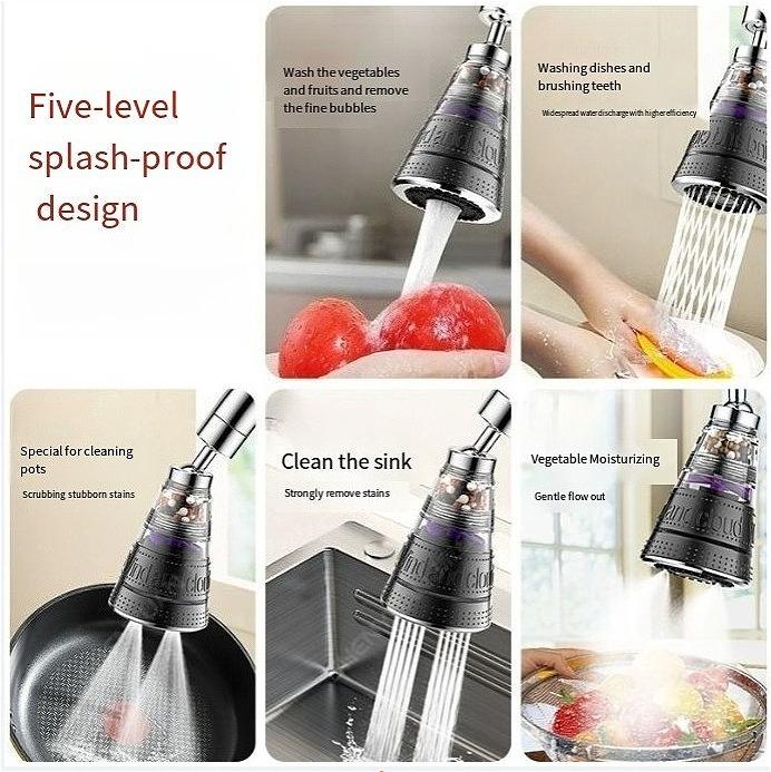 360 Degree Faucet Anti Splash Head Kitchen Water Saver Universal Rotating Bubbler Filter Nozzle Booster Nozzle Kitchen Tools
