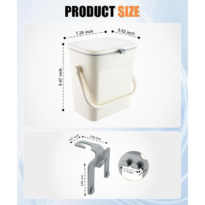 

SINGARO Car Trash Can with Lid and Phone Holder, Universal Trash Bin, Waterproof Hanging Vehicle Garbage Can, Leak Proof Organizers and Storage, Car