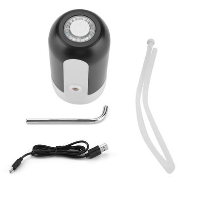 Portable LED Light Bottled Water Pump USB Rechargeable Dispenser for Home Office (Black)