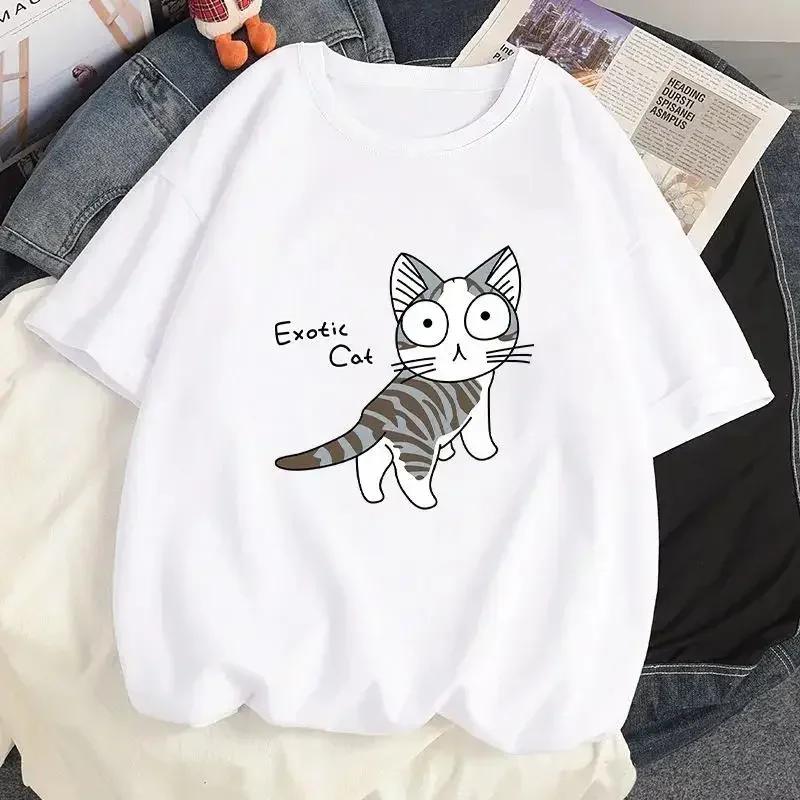 Rock Puppy Couple Clothing Rabbit Kawaii Women's T-shirt Y2k Fashion Blouse Harajuku Streetwear Cat Print Tops Women Clothing