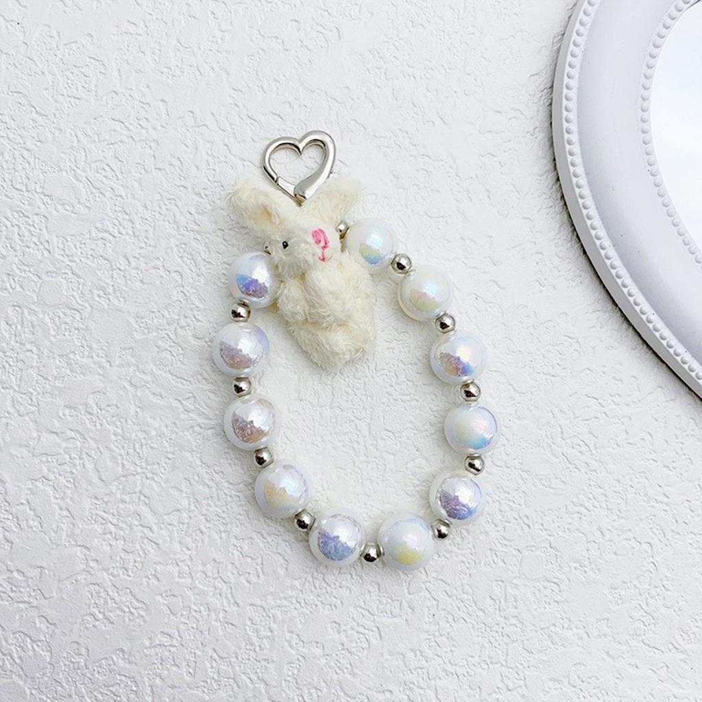 Elegant Pearl Bows Keychain Wrist Bracelet Pendant Multipurpose Handmade Jewelry Accessories for Bags Phones Household