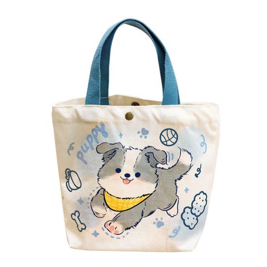 

Милая сумка-тоут с принтом животных для детей, холщовая сумка с принтами кошек и бордер-колли, многоразовая сумка-тоут для покупок для взрослых, мальчиков, девочек, для школы, пикника, прогулок Dog