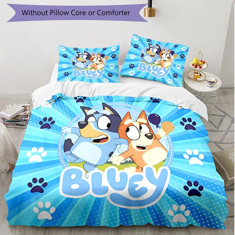 3pcs Duvet Cover Set (1*Duvet Cover + 2*Pillowcase, Without Core), Bluey Print Soft All‑Season Bedding Set, Home Bedroom Decor Gift