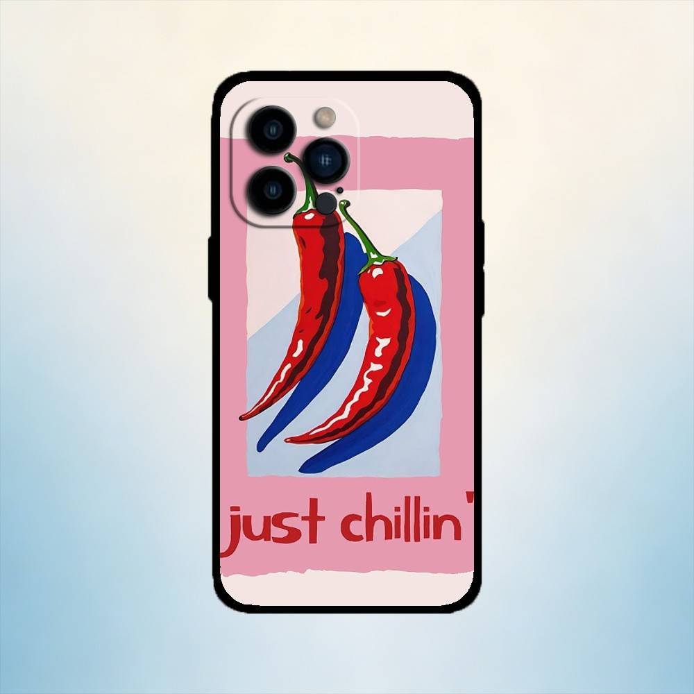 

AAA Red Chili Pepper Phone Case For iPhone 17,16,15,14,13,12,11 Plus,Pro Max,XS,Soft Silicone Black Cover iPhone12