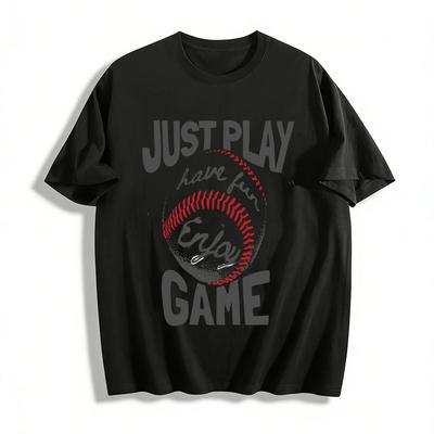 Baseball Themed Slogan Tee Casual Sporty Printed Top For Men Women Pure Cotton T-shirt