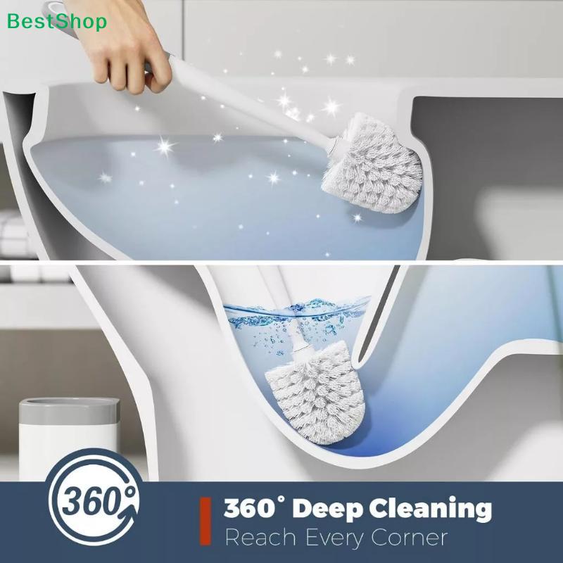 4-in-1 Wall-Mounted Toilet Cleaning Brush Set|Space-Saving Bathroom Brush Kit with Holder (All-in-One Toilet Cleaning Tools)