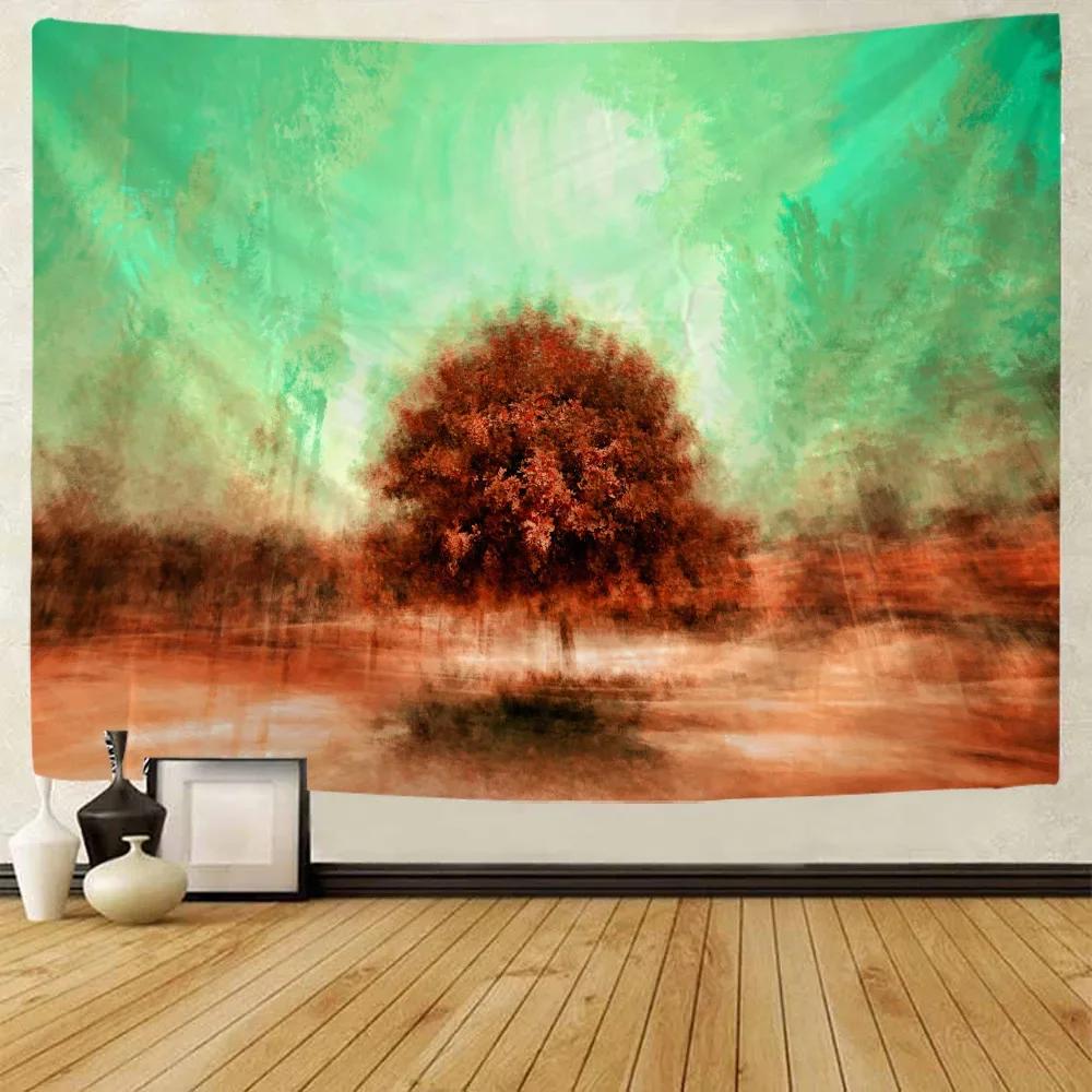 Tree starry sky tapestry dreamy landscape forest mural room art decoration living room bedroom hippie wall hanging blanket