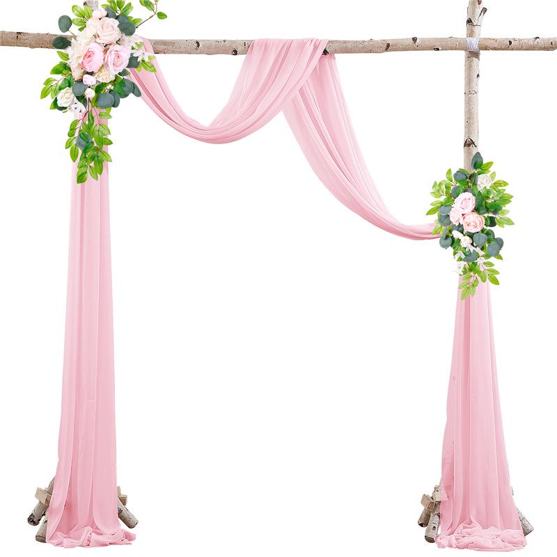 Forest Style Wedding Arch Decoration: Outdoor Lawn Chiffon Gauze Curtains