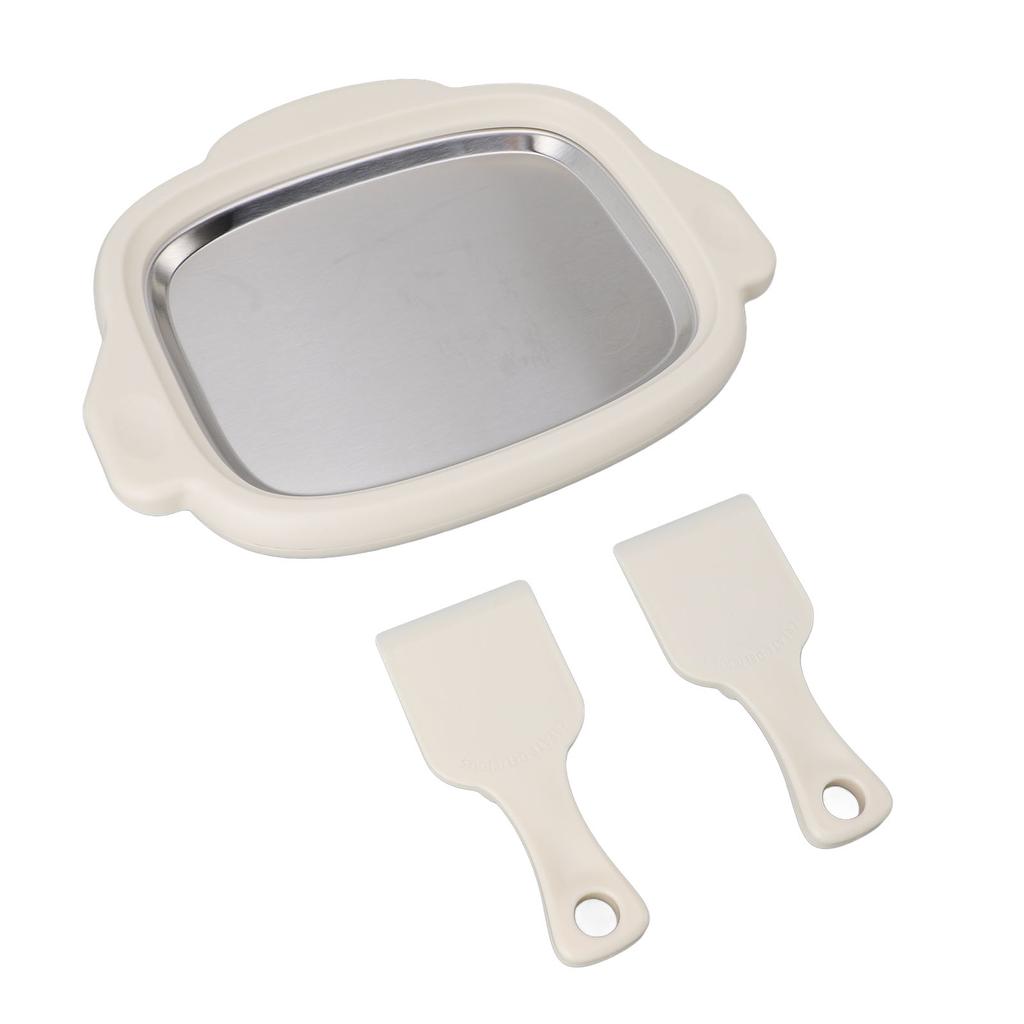 Ice Stir Frying Machine with 2 Shovels 304 Stainless Steel Plate Rolled Ice Cream Maker Fried Yogurt Machine for Home