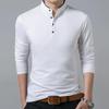 Herren Frühling und Herbst Langarm Einfarbiges T-Shirt Mittel- bis Jungerwachsener Business Casual Poloshirt