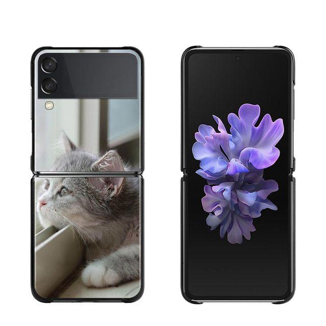 Cute Cat Kitten Phone Protective Case For Samsung Galaxy Z Flip3 5g Back Cases For Samsung Z Flip Capa Black Shell Fundas