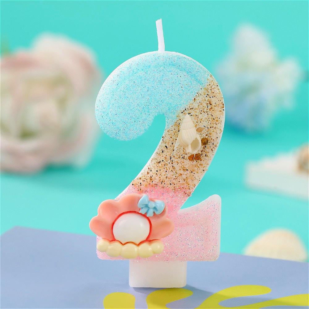 Original Birthday Candle for Girl Pink Pearl Seashell Birthday Candles Ocean Theme Decoration for Cake Party
