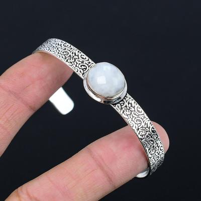 Daughters Day Deal Rainbow Moonstone Stone Unique Bangle Jewelry Sterling Silver