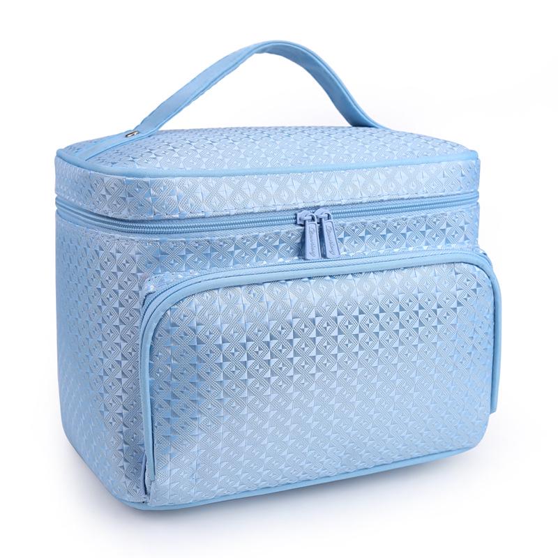 Foldable Jacquard Fabric Large Women's Makeup & Jewelry Travel Toiletry Bag