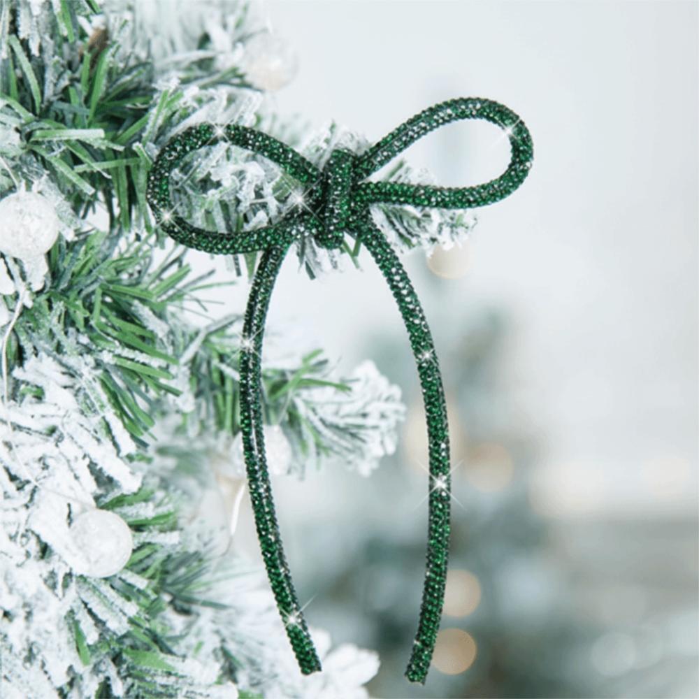 6 Pieces Set Twist Tie Attachment Christmas Bows Ornaments Glitter Finish Elegant Christmas Tree Decorations