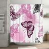 Vintage Butterfly Bath Mat Design Printed Shower Curtain Waterproof Decorative Bathroom Supplies Pink Butterflies Edition