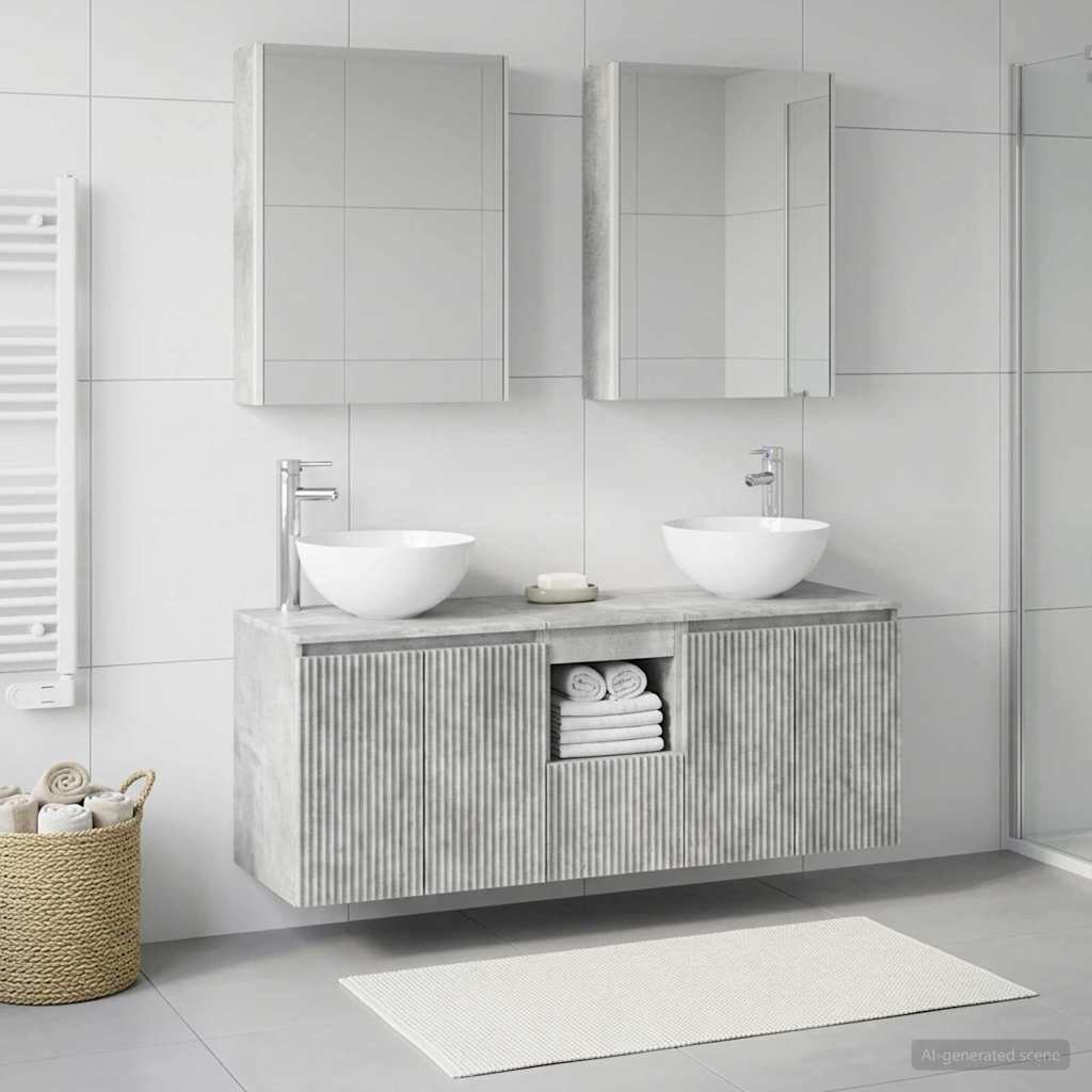 Bathroom Cabinet Set 5 Pcs Concrete Grey 53 X 15.5 X 70 Cm