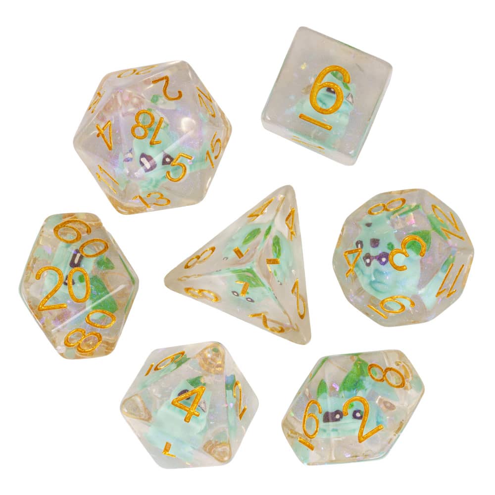 Cusdie Cute Mushroom Dice Set D&D 7Pcs D4 D6 D8 D10 D% D12 D20 DND Polyhedral Dice for Role Playing Game Table Games TRPG