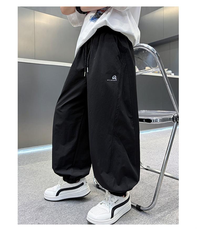 Boys' cool quick drying pants summer 2026 new children's summer pants breathable mid size children's leg tied pants