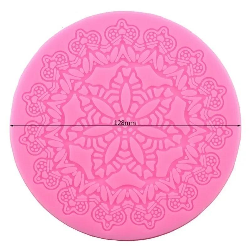 1 Pcs Lace Molds Cake Decorating Tools Round Kitchen Gadgets Silicone Snowflake Shape Food Grade Fondant Mould Baking Mat