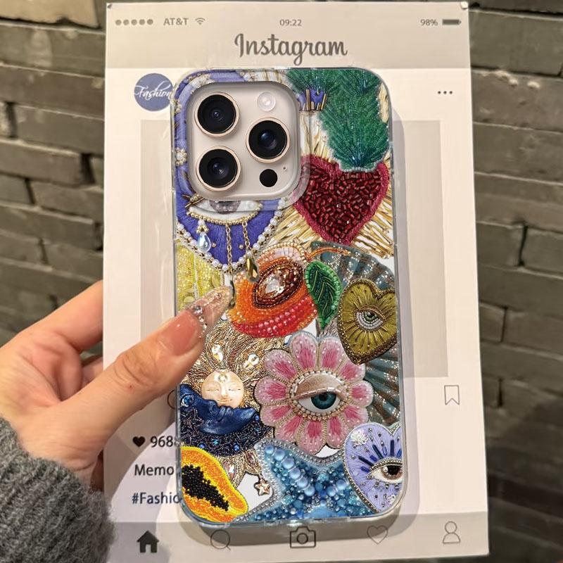 

Sun Marine Floral Eyes Women Phone Case For Apple iphone 16pro 15 16 14 13 Pro Max 16e 12 11 7 8 Plus XR SE Bumper Fundas Cover iPhone 15 Pro Max білий