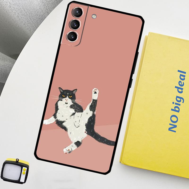 

Funny Cat Art Phone Case For Samsung Galaxy S24 Ultra S20 S21 S22 S23 Plus S9 S10 S24 FE S25 Ultra Cover Galaxy S25Ultra