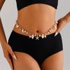 Bohemian Ethnic Style Starfish Conch Pearl Adjustable Chain Belt  Beach Holiday Gift Accessories