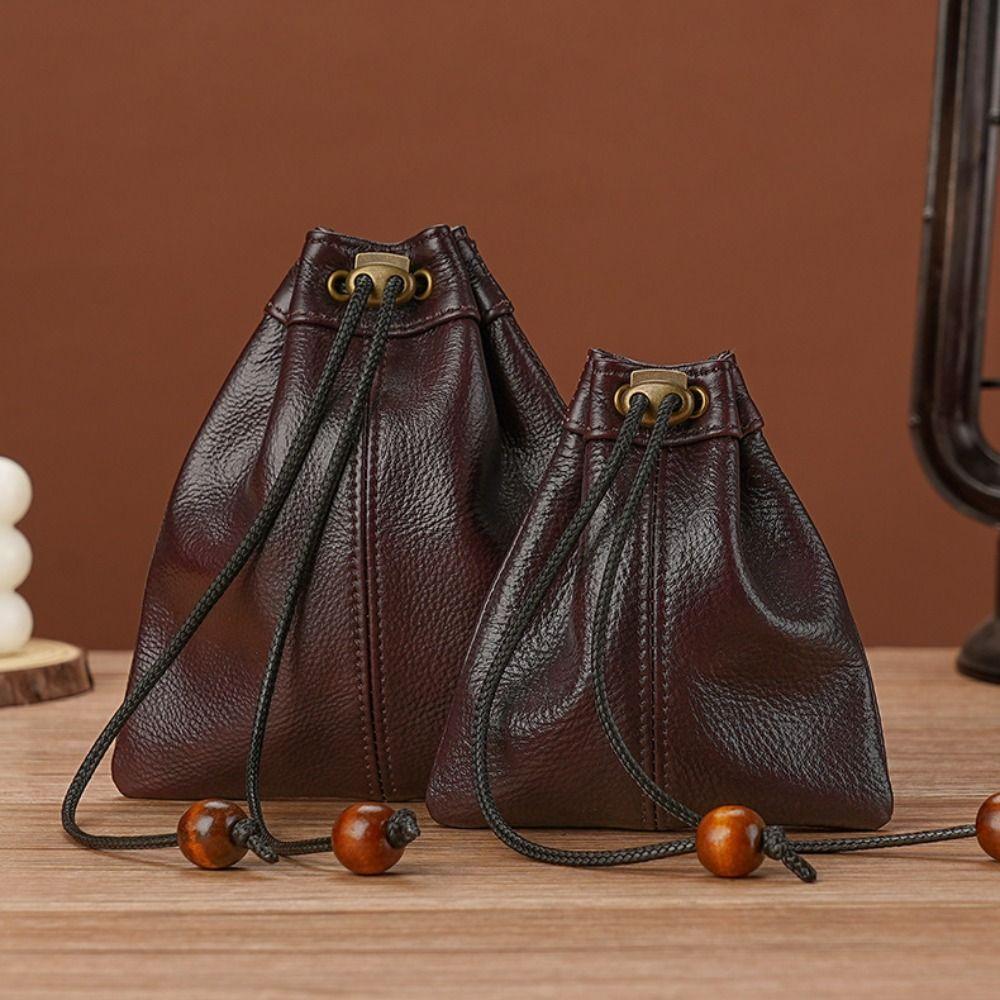 Organizzatore Pelle PU Pelle PU Sacchetto Coulisse Due Misure Chiusura Coulisse Portamonete Stile Medievale Organizzatore Monete Donne Uomini