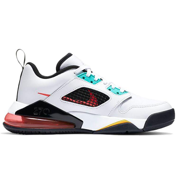 Jordan Mars 270 Low Leather Comfortable Versatile Non-Slip Shock Absorbing Low-Top Basketball Shoes Kids Sneaker White Green Orange DB5920-181