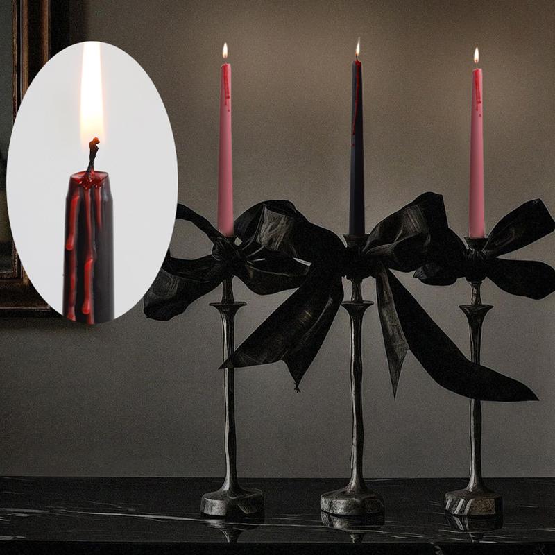 4 Pack Spooky Blood Drip Party Black Tapered Candlesticks Home Decoration Candle Set Halloween 2 Colors