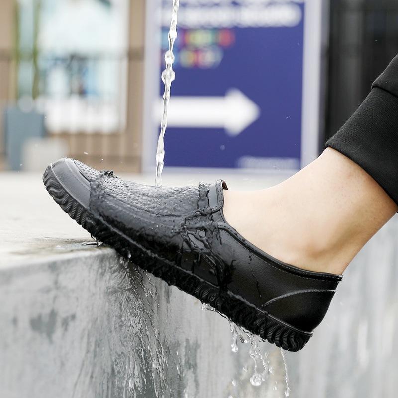 Fashion Rain Shoes Men's Low-top Summer Waterproof Shoes Rain Boots Short Barrel Anti-slip Kitchen Rubber Shoes Car Wash Water Shoes