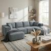 Modulares Ecksofa, U-förmiges Sofa mit breiter und tiefer Sitzfläche, 2 Hocker, Dunkelgrau