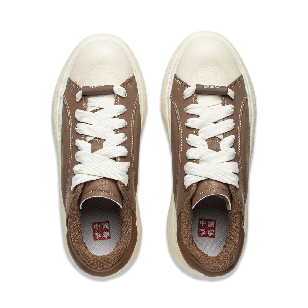 Li Ning Cloud Travel C4D Trendy Versatile Slip Resistant Durable Low Top Casual Shoes Women Sneakers Brown Yellow AZGU052-4
