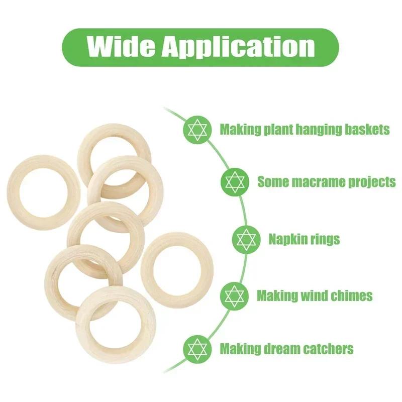 15-100mm Natural Unfinished Solid Wood Rings Smooth Wood Circles for DIY Craft, Ring Pendant Connector, Jewelry Making and Decor