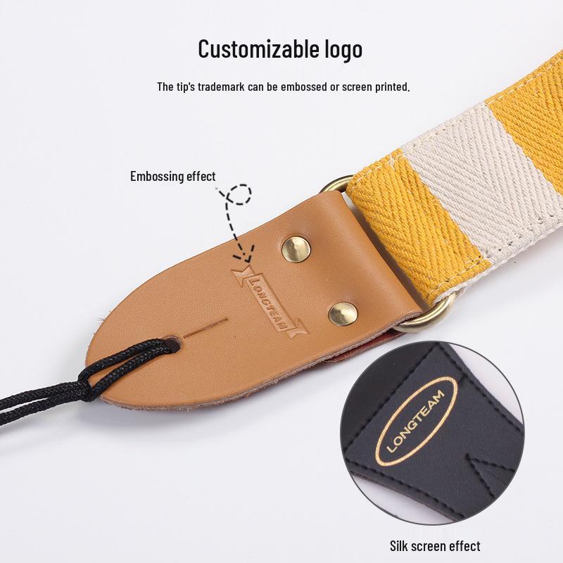 Langting Plaid Wooden Guitar Strap for Acoustic, Electric, and Bass Guitars