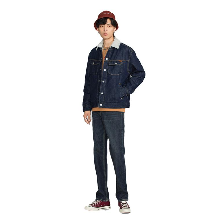 Lee FW22 Faux Shearling Rider Denim Single-Breasted Cotton Jacket Men jackets LMT0040113HH00F898L00