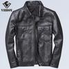 Cowhide pattern lapel locomotive leather jacket is very good for men, leather Ami Kaji casual old retro leather jacket