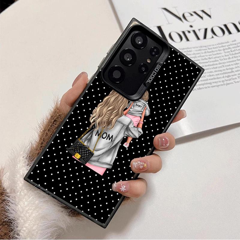 Mama Baby Mode Punkt Design Stoßfeste Handyhülle für Samsung Galaxy S26 Edge S25 Ultra S24 FE S23 Plus S21 Hülle Anti-Fall-Schutz