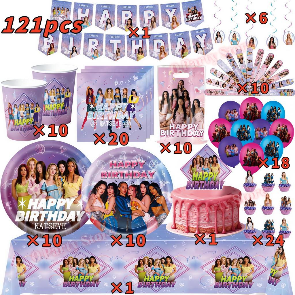 Kpop K&Katseye Birthday Party Decoration Plate Cup Banner Balloon for Girl Party Favor Idol Fans Gift Baby Shower Event Supplies