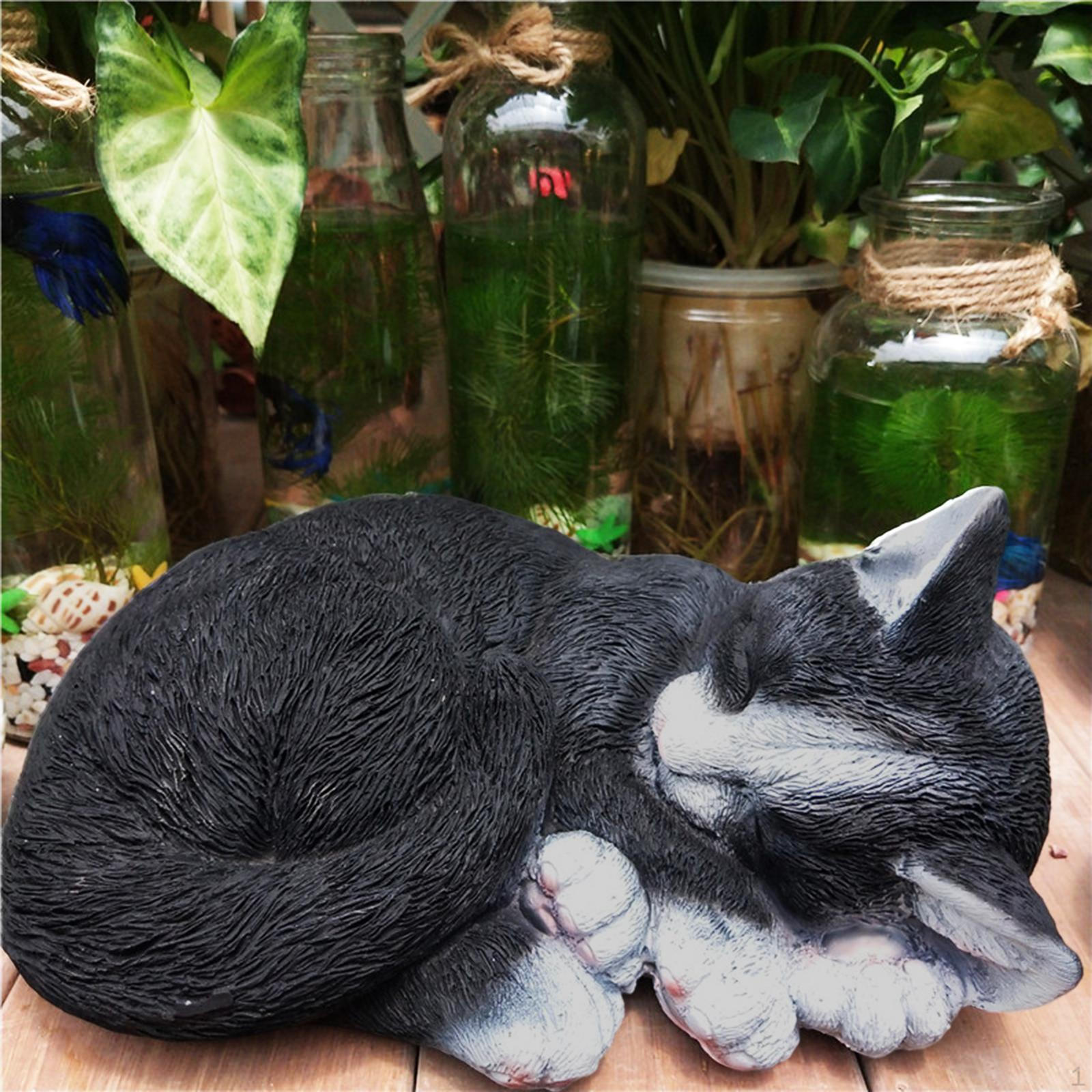 Adorable Resin Cat Sculpture for Garden and Home Decoration чёрный