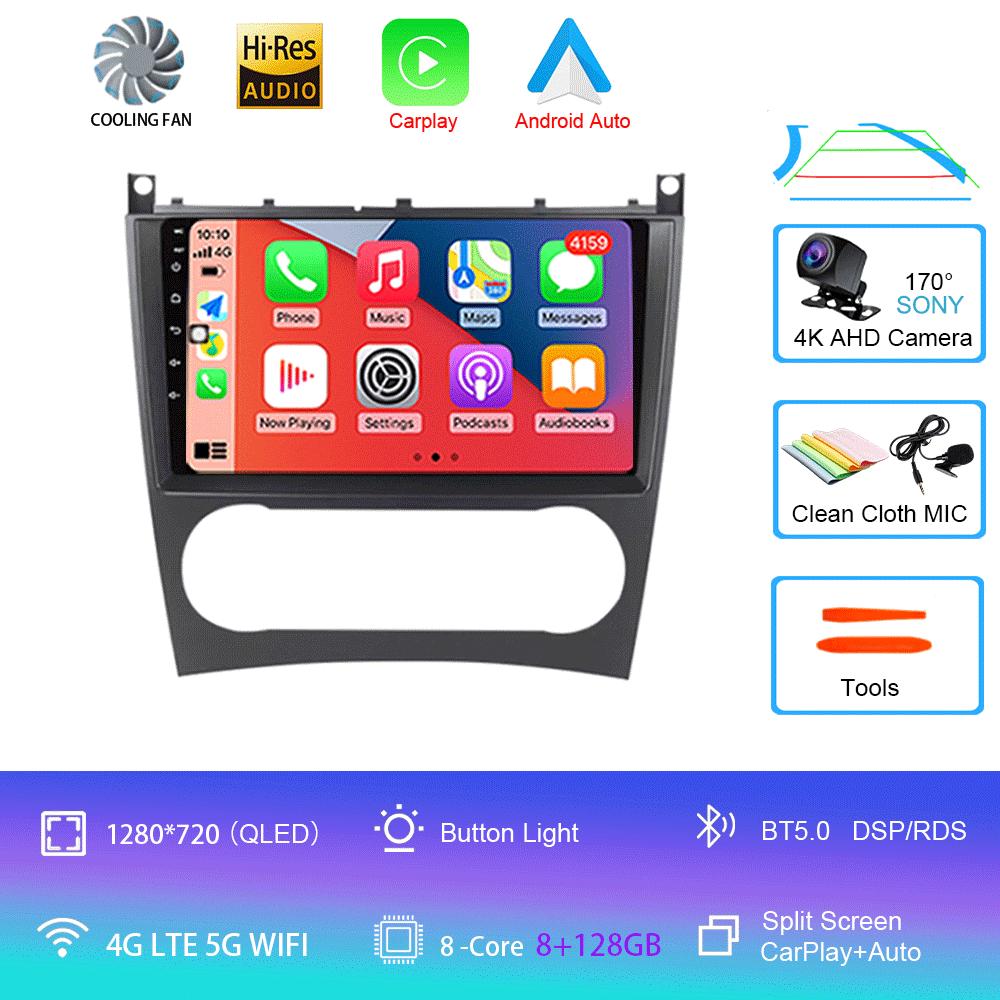 Pentru Mercedes/Benz/CLK/W203/W209/W219 W169 A160 C180 C200 Navigație GPS Player video Auto Radio 8+128G Android 14 Video pentru mașină