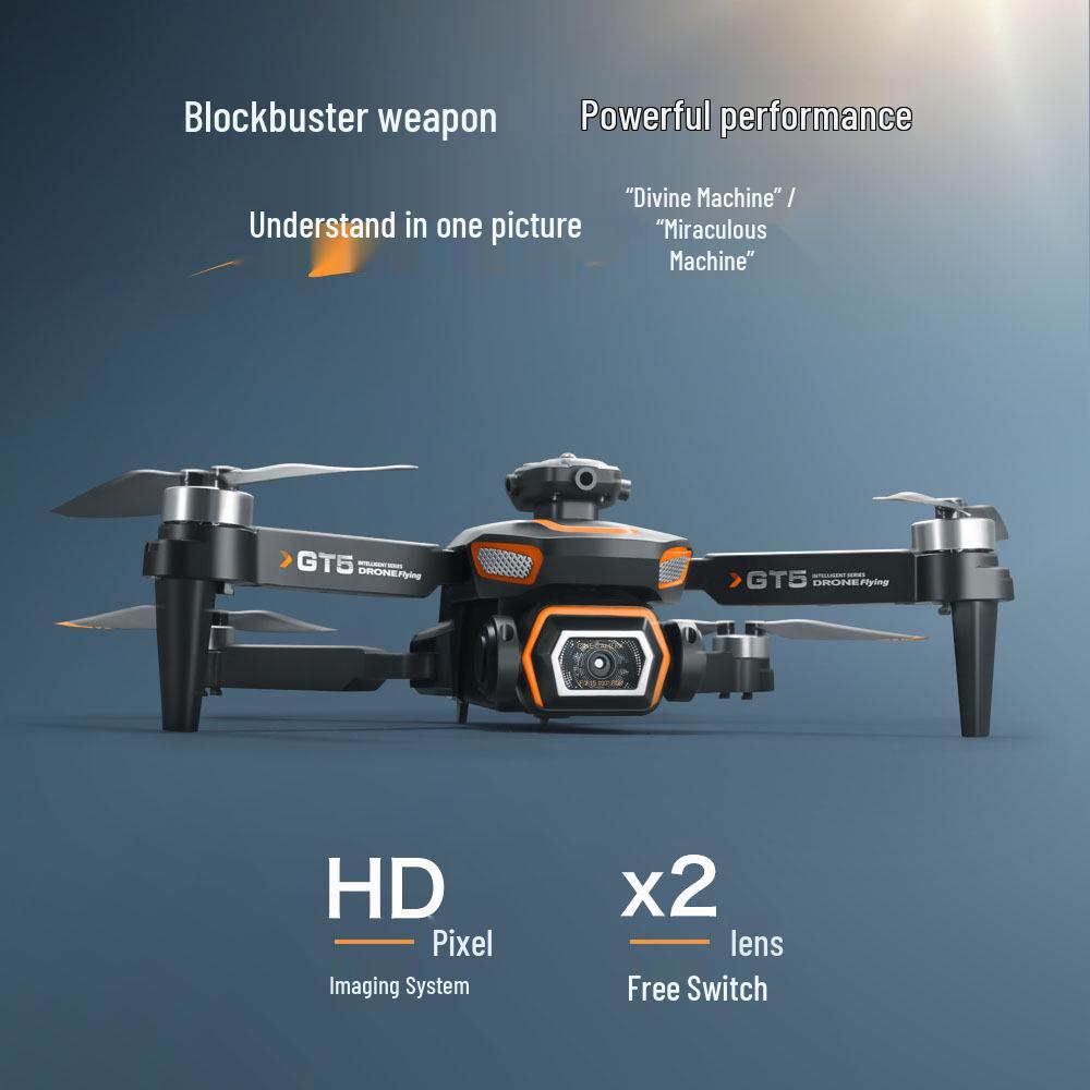 GT5 Drone with Brushless Motor, Optical Flow, Obstacle Avoidance, Remote Control, and Aerial Photography Capability.