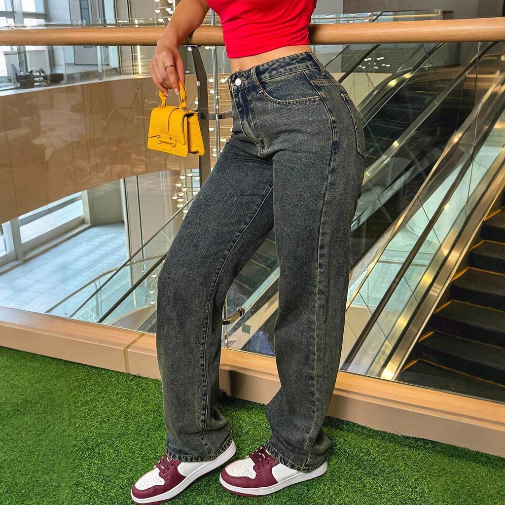 Women's Loose And Casual Trend Ripped Casual Fashion Loose Straight Tube Leg Jeans