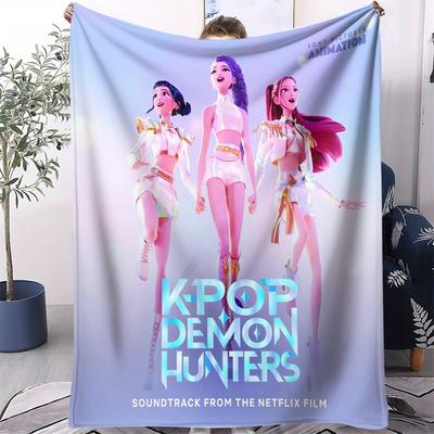 Manta de Caçadores de Demônios K-Pop Manta Quente de Flanela de Anime Presente para Fãs Adequada para Lazer em Casa Acampamento Viagem Manta Multifuncional
