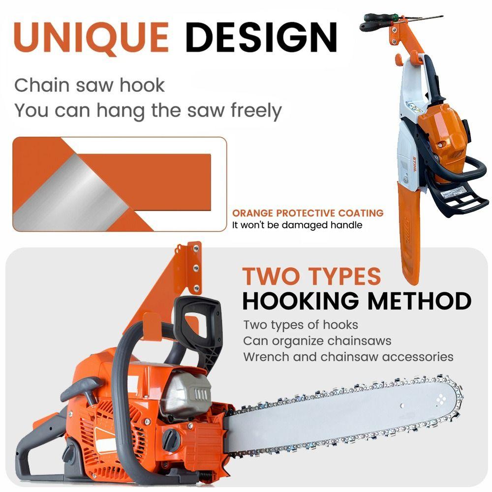Premium Universal Chainsaw Holder Rust-Proof Metal Chainsaw Hanger Anti-Slip Hooks Space-Saving Storage Organizer Workshop